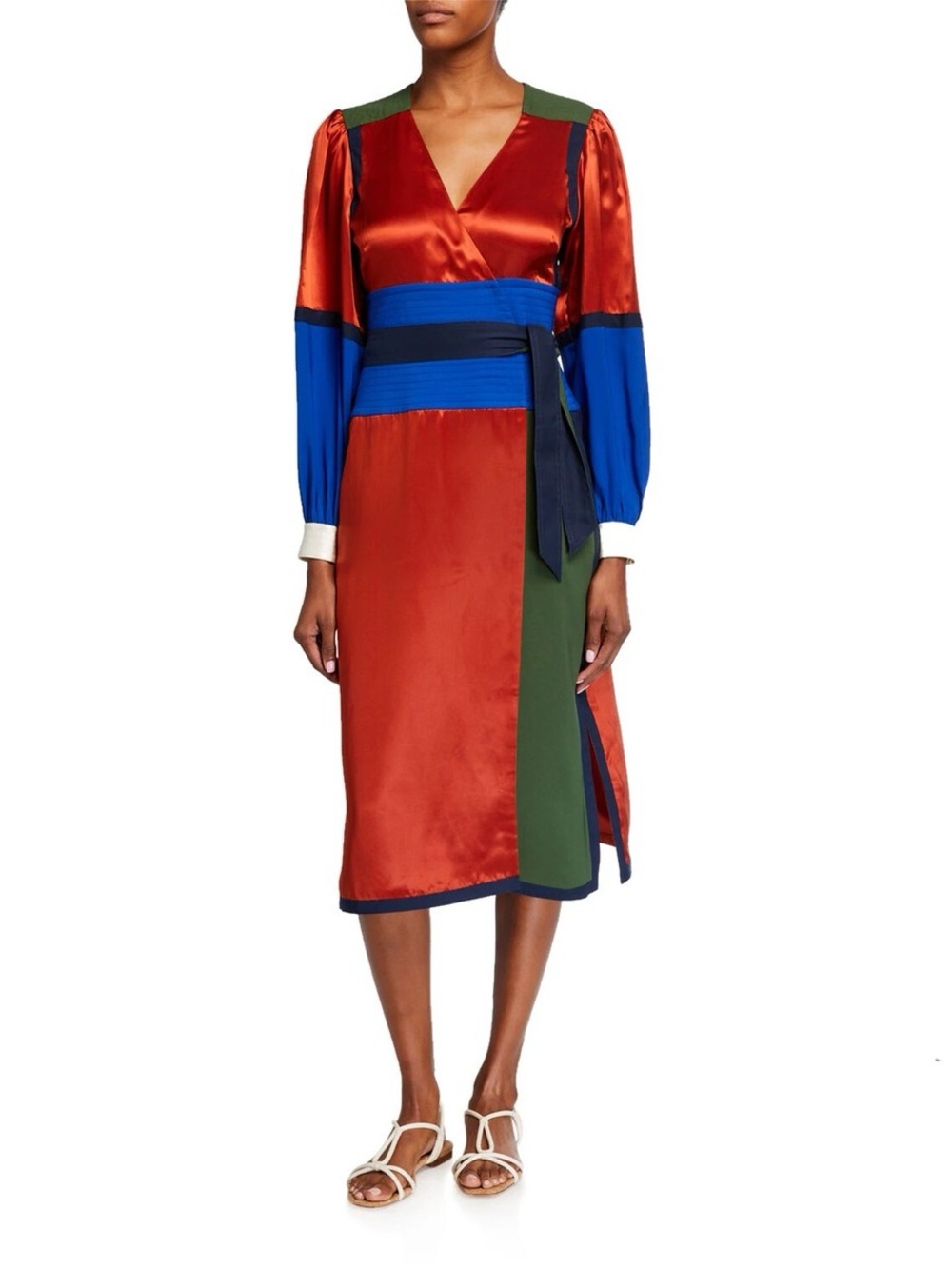 Tory Burch Color-block Wrap Midi Dress NWT - Picture 2 of 4